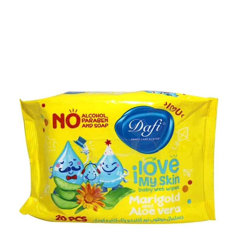 دستمال مرطوب نرم کننده و پاک کننده کودک دافی 20 عدد (Dafi Baby Moisturiser Cleanser Wet Wipes)