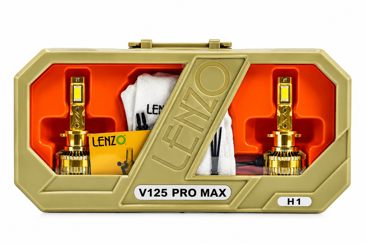 هدلایت خودرو نور یخی مدل V125 PROMAX 6000K پایه H1 برند LENZO