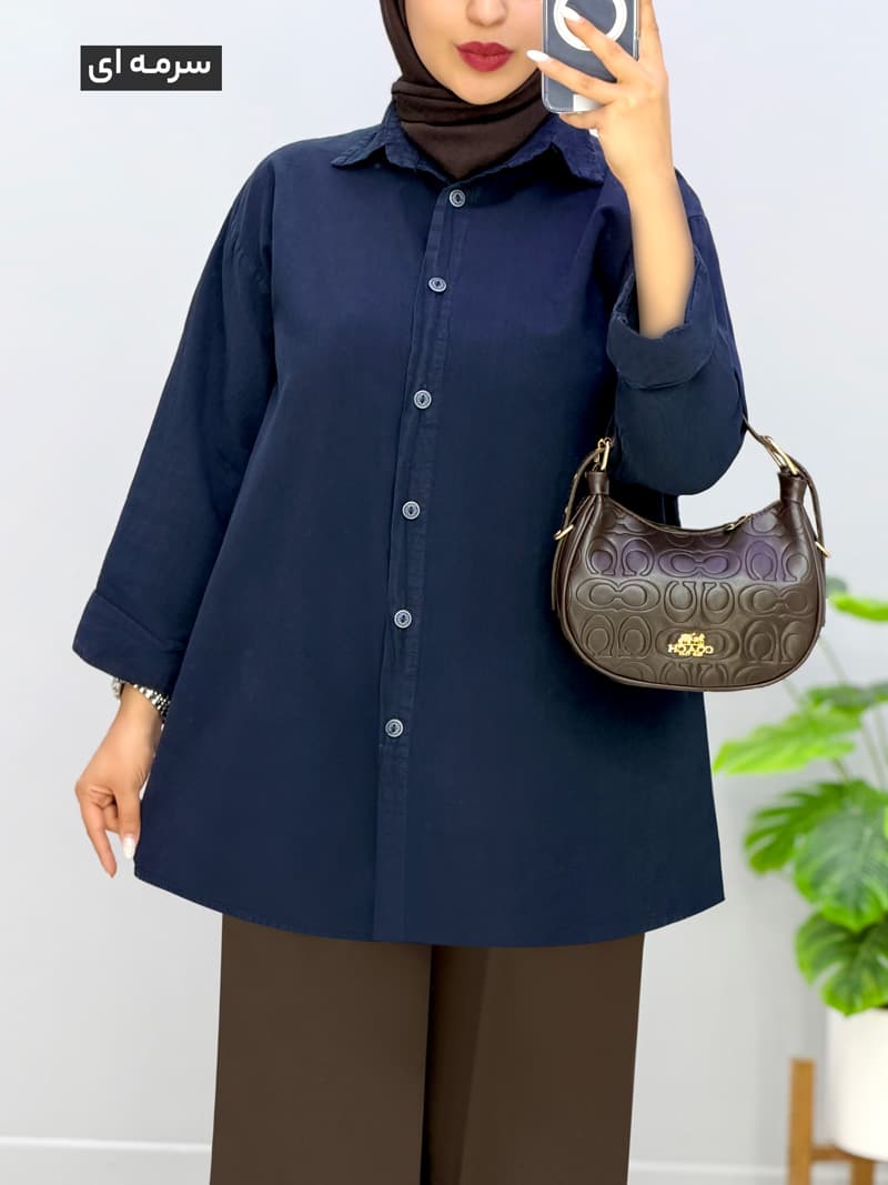 شومیز مانتویی لینن جیلان کد 20145513 — تصویر ۶