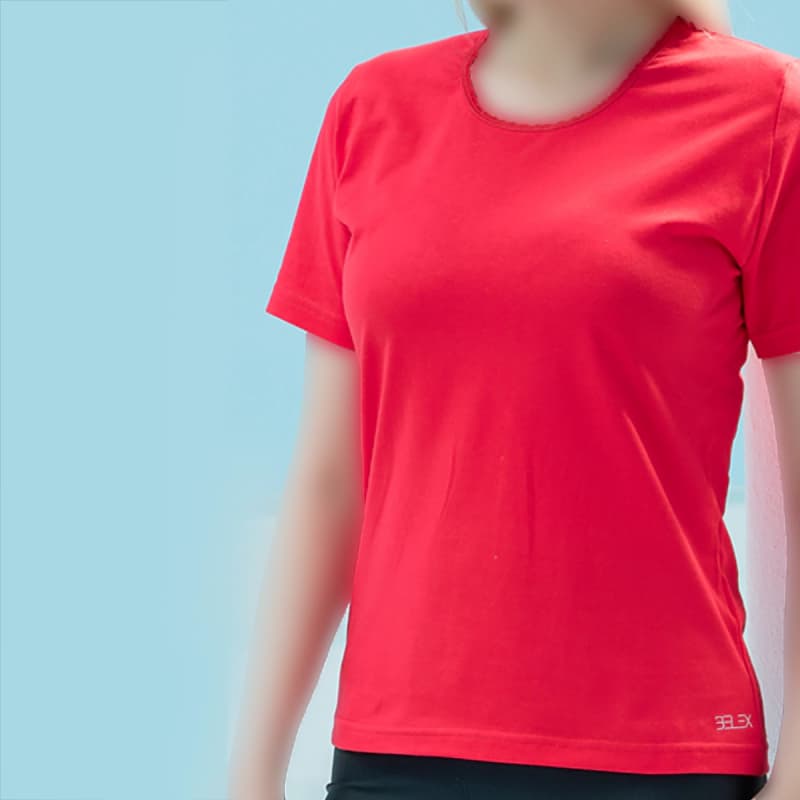 تیشرت زنانه یقه گیپور ساده رنگی بلکس (نیکوتن پوش) کد 11412 — تصویر ۵