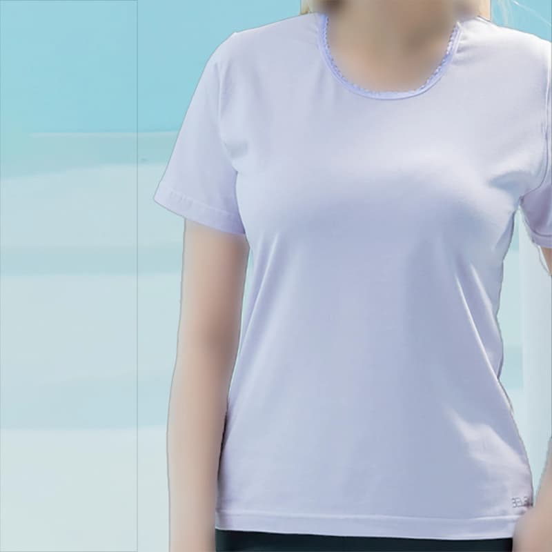 تیشرت زنانه یقه گیپور ساده رنگی بلکس (نیکوتن پوش) کد 11412 — تصویر ۴