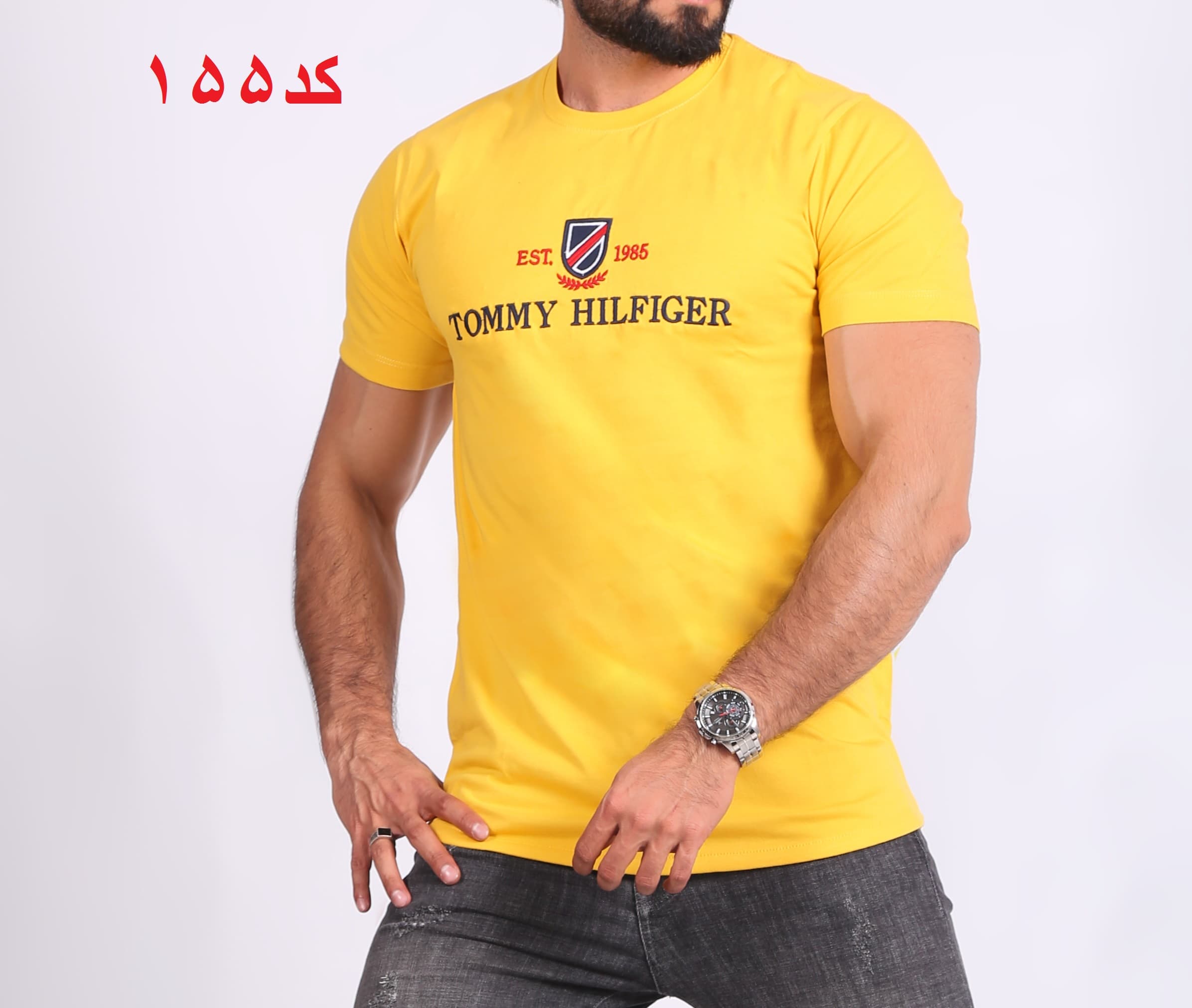 تیشرت یقه گرد تامی خردلی کد 155