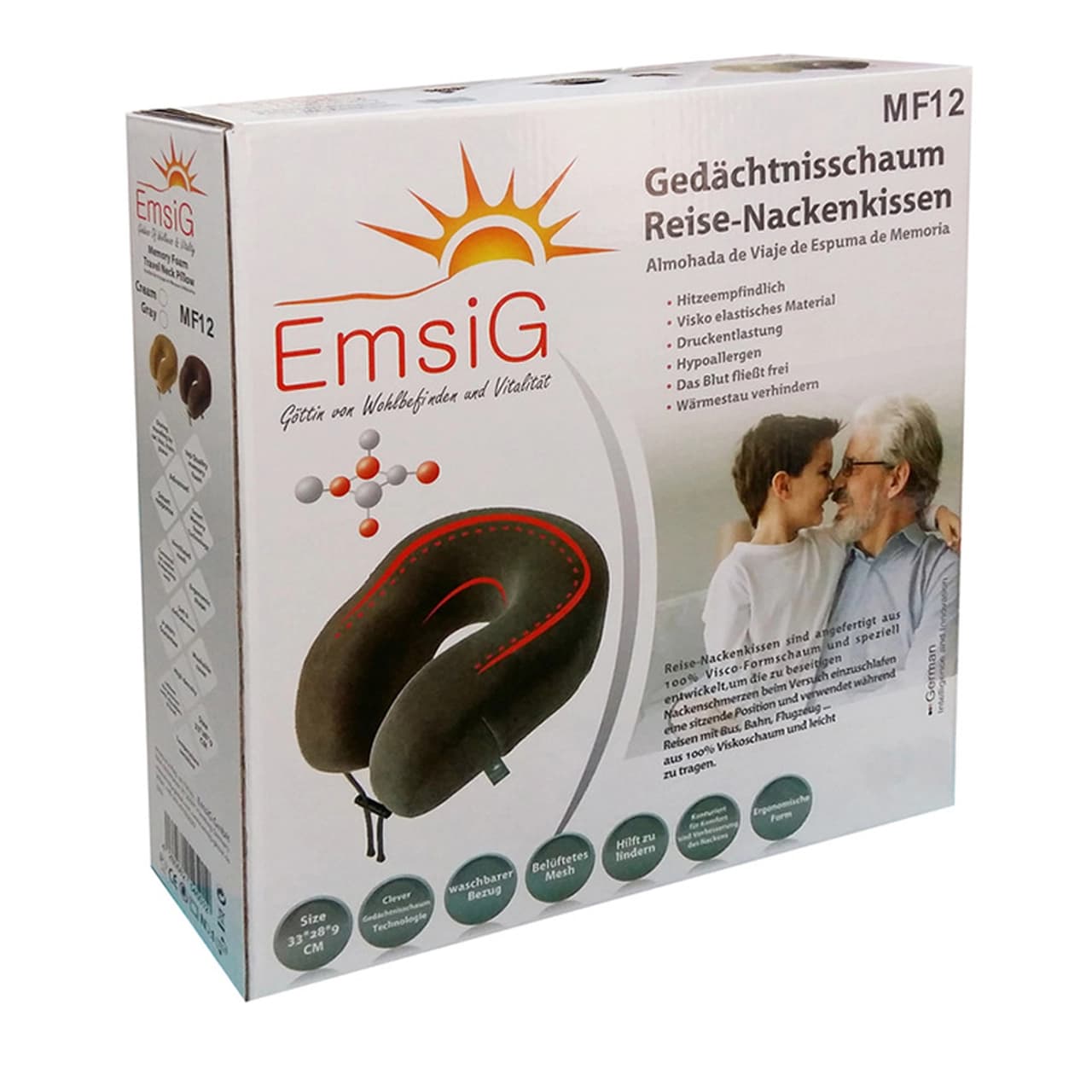 بالش پشت گردنی EmsiG مدل MF12 – کرم (گارانتی 24 ماهه طلایی) — تصویر ۲