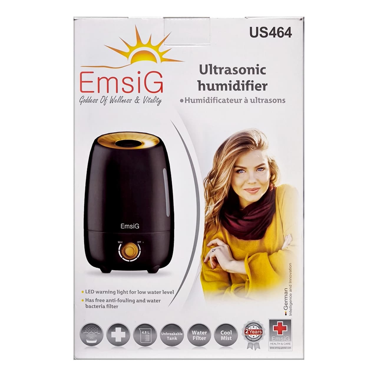دستگاه بخور سرد EmsiG مدل US464 – مشکی (گارانتی 24 ماهه طلایی) — تصویر ۲