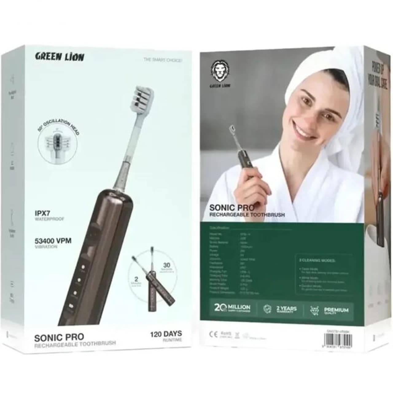 مسواک شارژی Green Lion مدل Sonic Pro GNGTB14TBBR – قهوه ای (گارانتی 6 ماهه شرکتی) — تصویر ۴