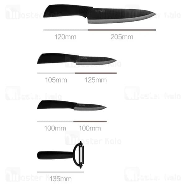 ست 4 عددی چاقو سرامیکی شیائومی Xiaomi HuoHou Nano Ceramic Knife Set 4 pcs — تصویر ۲