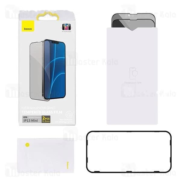 پک 2تایی گلس حریم شخصی تمام صفحه آیفون Apple iPhone 13 Mini Baseus Anti-Spy Glass Film SGQP010601 — تصویر ۲
