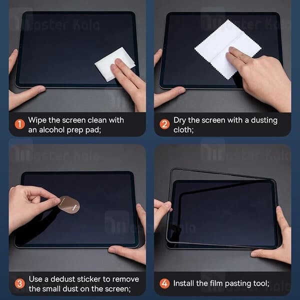 محافظ صفحه شیشه ای تمام صفحه بیسوس Apple iPad 5 2018 Baseus 0.3mm Full Tempered Glass SGBL021302 — تصویر ۶