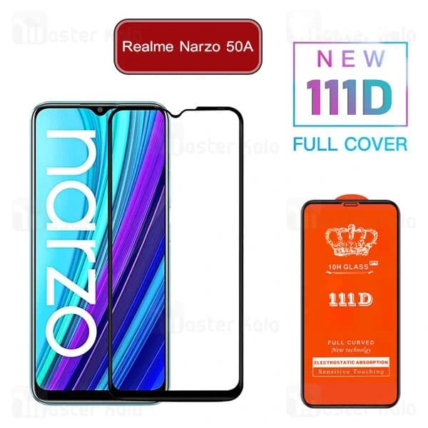 محافظ صفحه شیشه ای تمام صفحه تمام چسب ریلمی Realme Narzo 50A 111D Glass