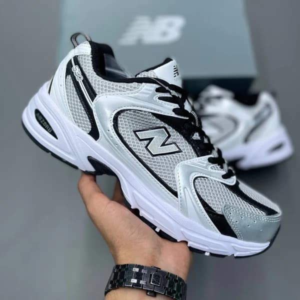 نیوبالانس 530 نقره‌ای مشکی سفید New Balance 530 Silver White