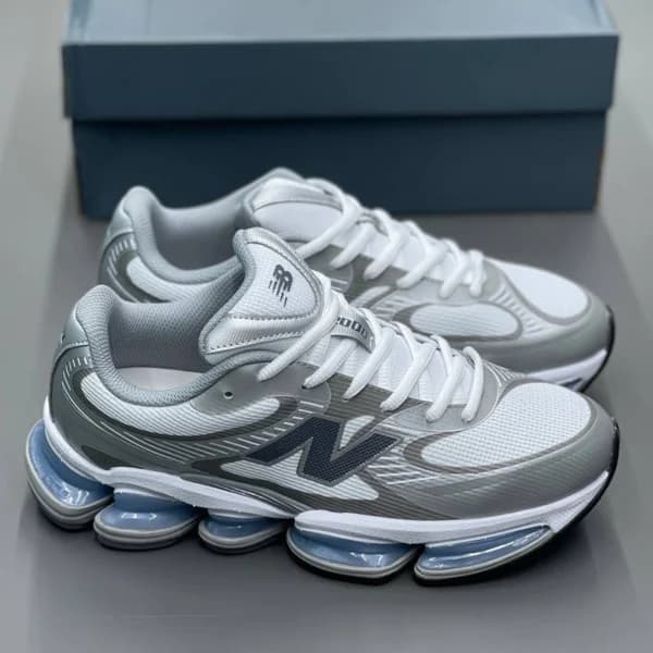 کفش نیوبالانس 2000 سفید طوسی آبی New Balance Abzorb 2000 White Grey Blue — تصویر ۴