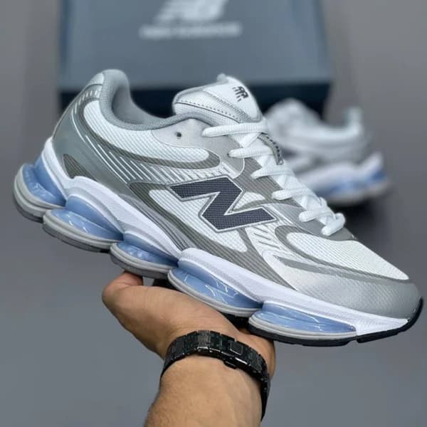 کفش نیوبالانس 2000 سفید طوسی آبی New Balance Abzorb 2000 White Grey Blue