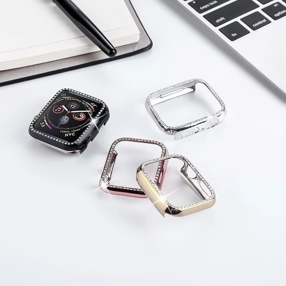 گارد نگین دار اپل واچ 41MM نقره ای — تصویر ۳