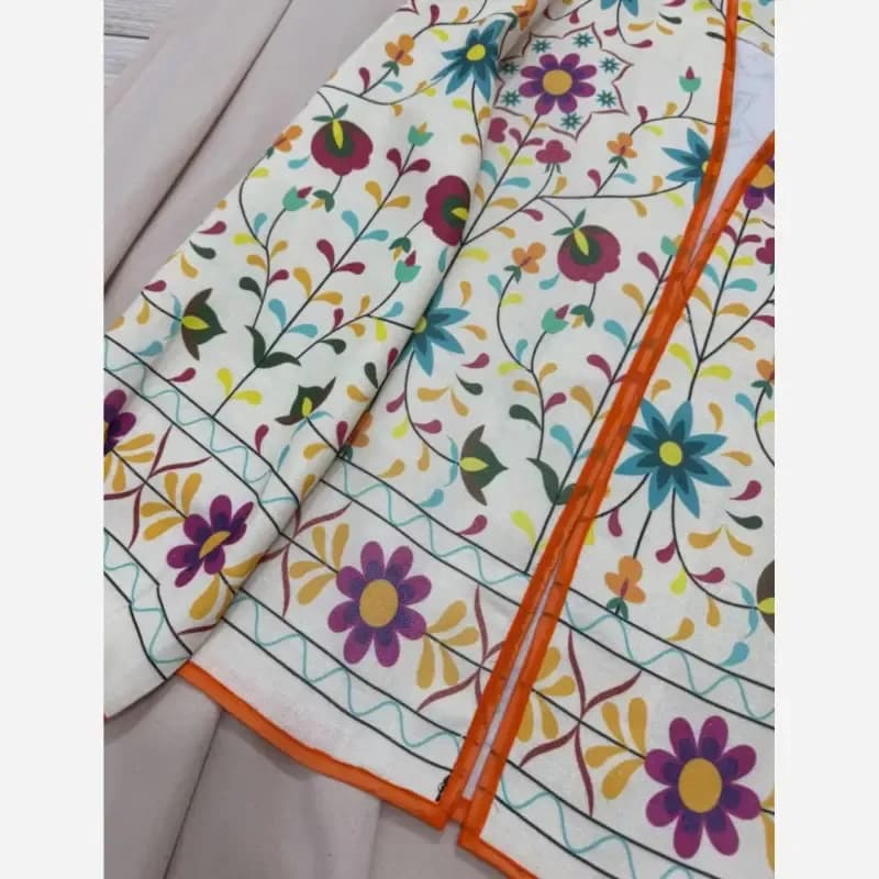 ست کت و دامن لینن فری سایز تا 48 تکرنگ — تصویر ۵