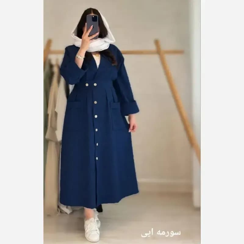 مانتو بلند تابستانه مدل ماربل جنس شانتون فری سایز رنگبندی متنوع — تصویر ۴