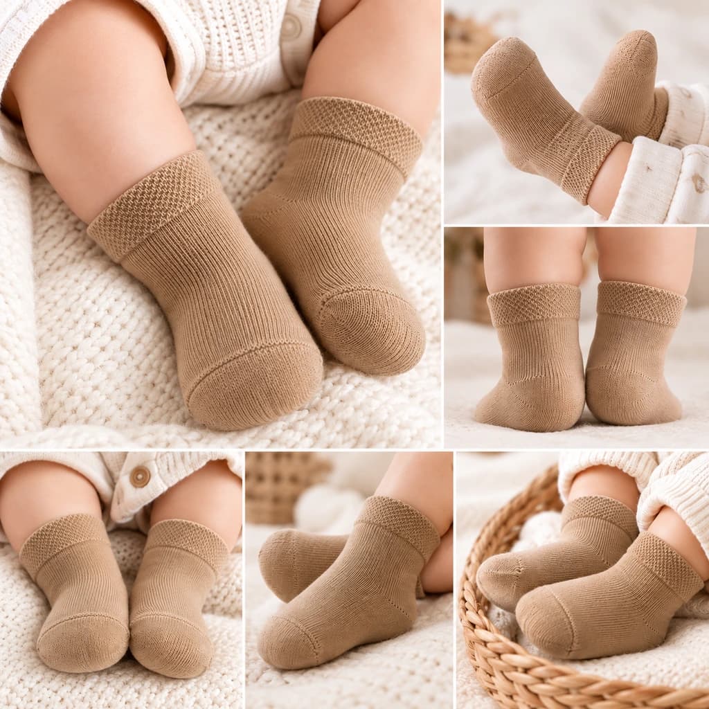 ‫جوراب نوزادی نسکافه‌ای ساده ساق‌دار پاپک Papak کد 981407/2 — تصویر ۶