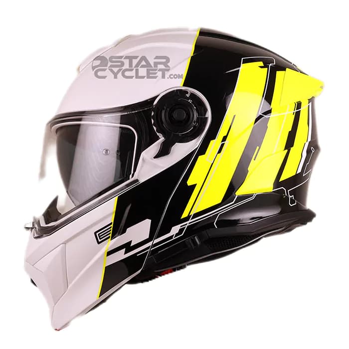 کلاه کاسکت ادونچری ORIGINE مدل CYBORG FLUO YELLOW WHITE GLOSS H276 — تصویر ۵