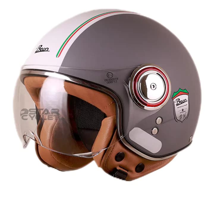 کلاه کاسکت بدون فک بئون مدل B110 MATTE GRAY WHITE