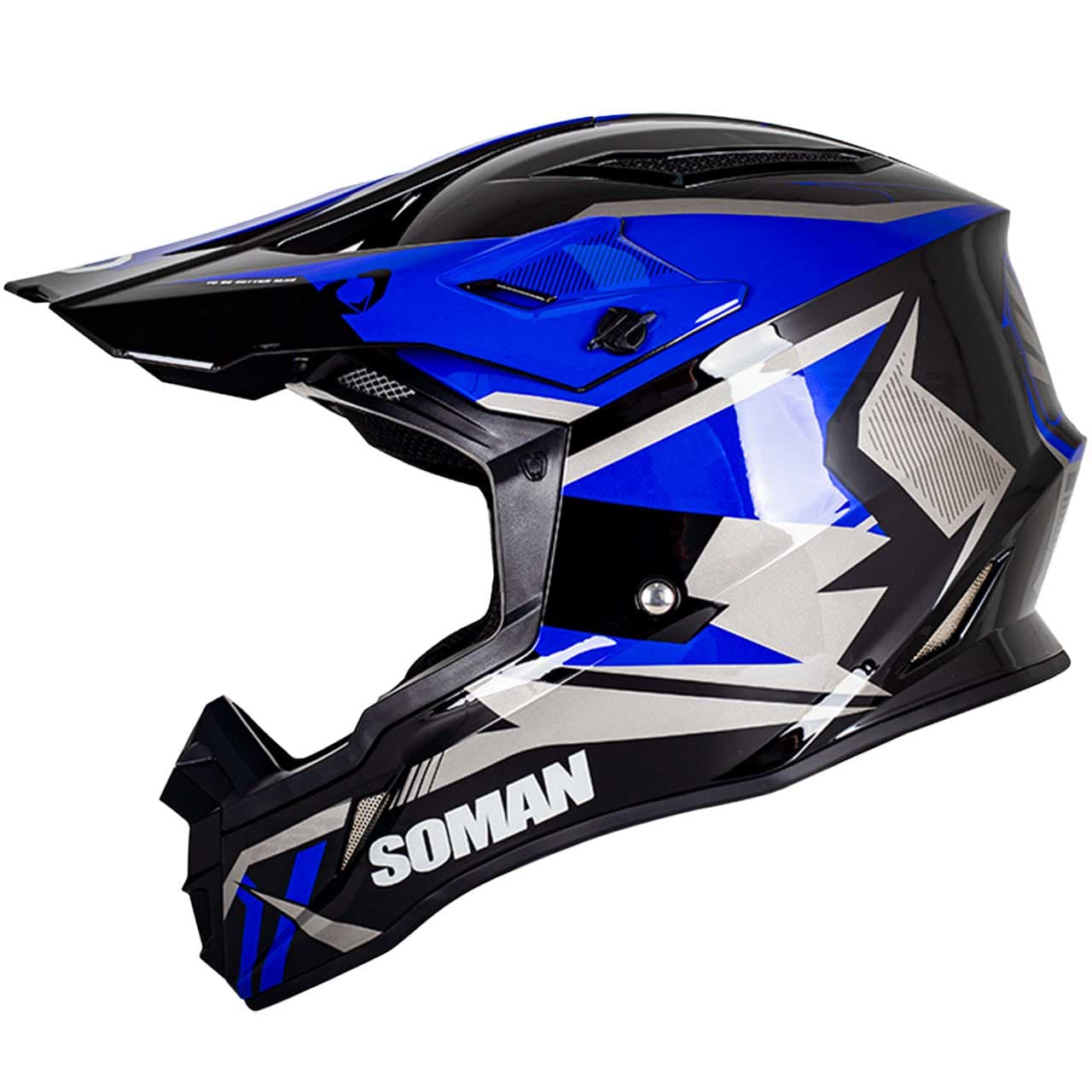 کلاه کاسکت کراسی SOMAN مدل M11 BLACK-BLUE-THUNDER