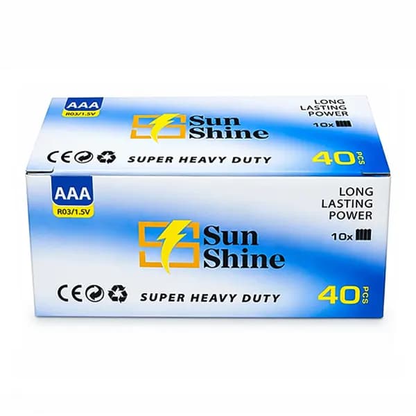 باتری نیم قلمی شیرینک SunShine مدل R03 بسته 4 عددی — تصویر ۲
