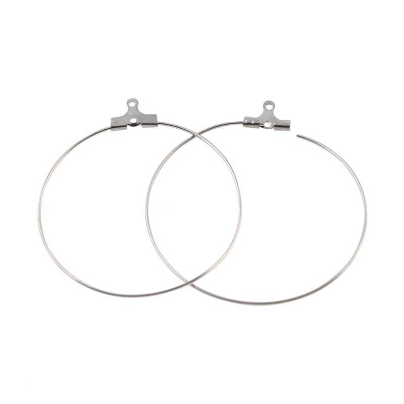 حلقه گوشواره نقره ای استیل 40mm بسته دو عددی kks1011