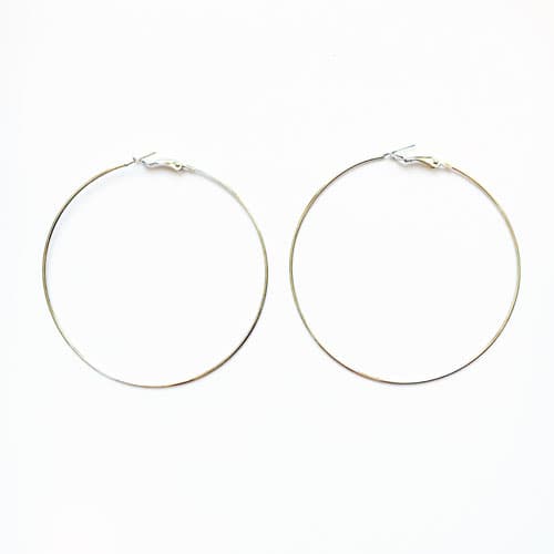 حلقه گوشواره نقره ای 75mm بسته دو عددی