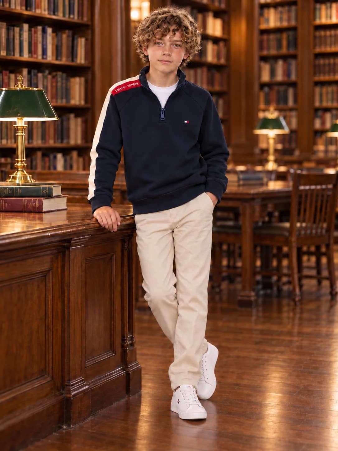 سویشرت نیم زیپ پسرانه دارک بلو TOMMY HILFIGER