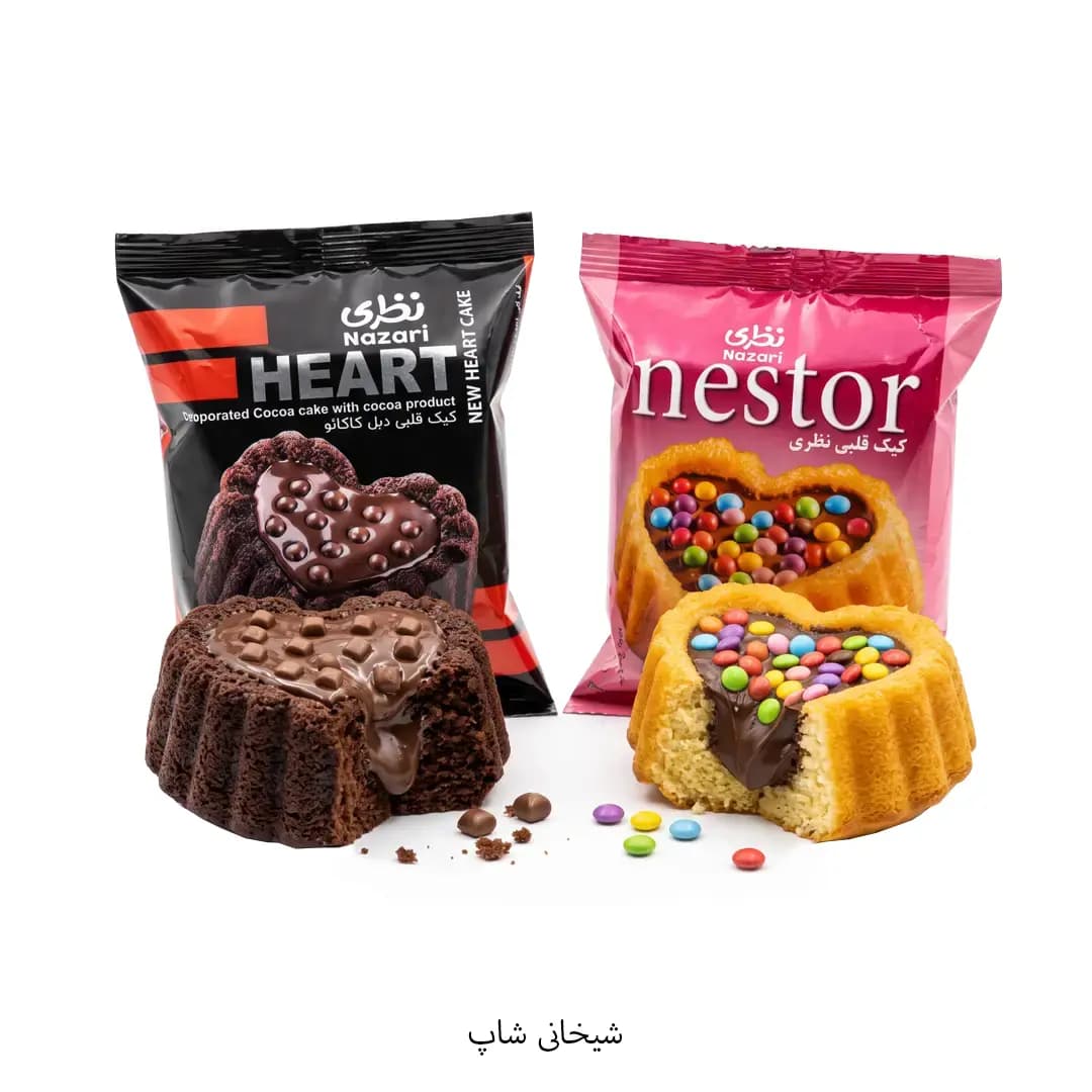 کیک قلبی نظری مدل دبل کاکائو و نستور