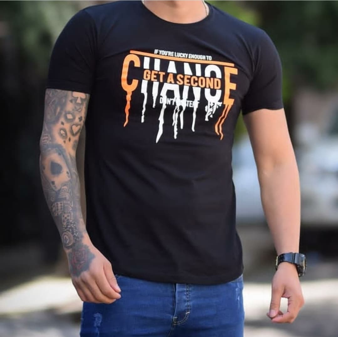 تیشرت پنبه ای مردانه fashion رنگ مشکی کد 210