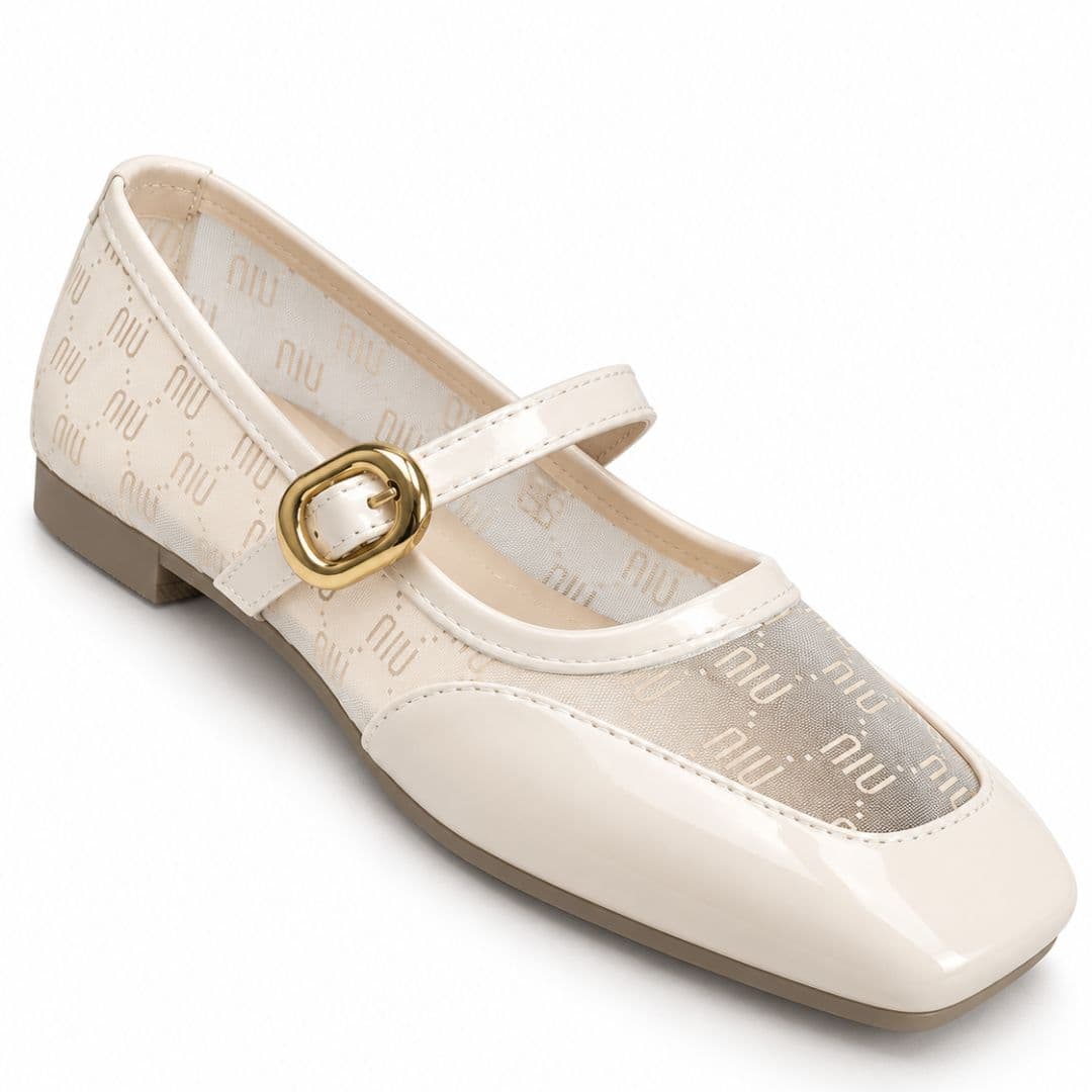 کفش مجلسی ورنی توری مدل آذر – رنگ کرم