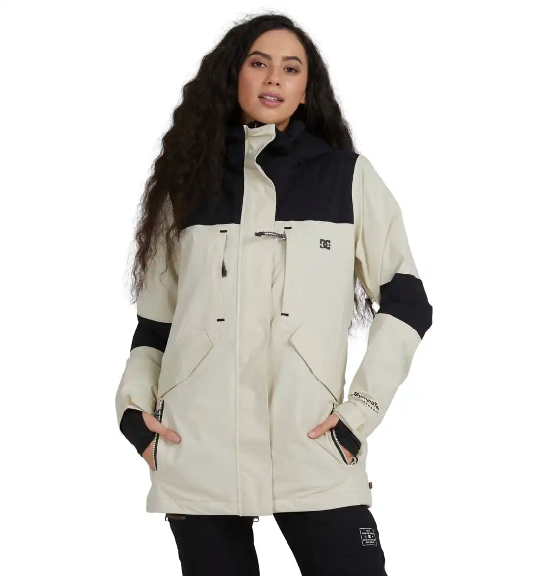 کاپشن اسکی و اسنوبرد زنانه دی‌سی (DC) مدل Sovereign Jacket رنگ کرم مشکی (Overcast)