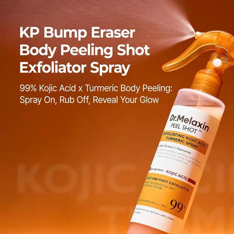 اسپری لایه بردار بدن و پا دکتر ملاکسین Dr.Melaxin حاوی کوجیک اسید و زردچوبه مدل Peel Shot Exfoliating Kojic Acid Turmeric Spray (200 میل) — تصویر ۵