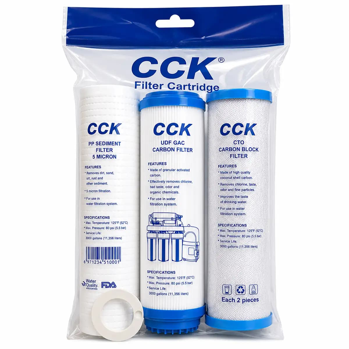 پک فیلتر یدکی تصفیه آب CCK سه‌تایی کلاسیک