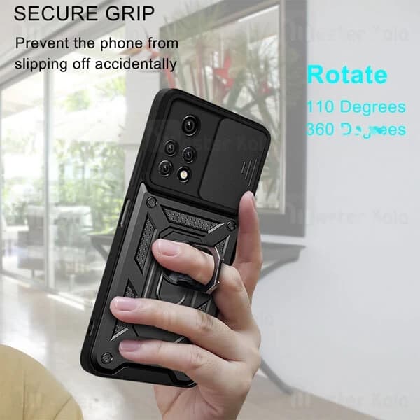گارد محافظ ضد ضربه انگشتی Xiaomi Poco M4 Pro SHUNIJA Armor Case دارای محافظ دوربین — تصویر ۲