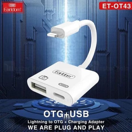 تبدیل لایتنینگ اتصال همزمان شارژر و USB ارلدام Earldom OT43 — تصویر ۵