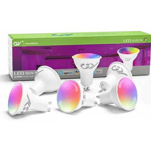 پک ۶ عددی لامپ هوشمند GY GU10 RGB+CCT وای‌فای ۷ وات با کنترل صوتی