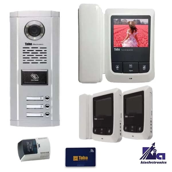 پکیج آیفون تصویری سه واحدی تابا TVD-1090 با پنل کارتی TVP-1860 CR