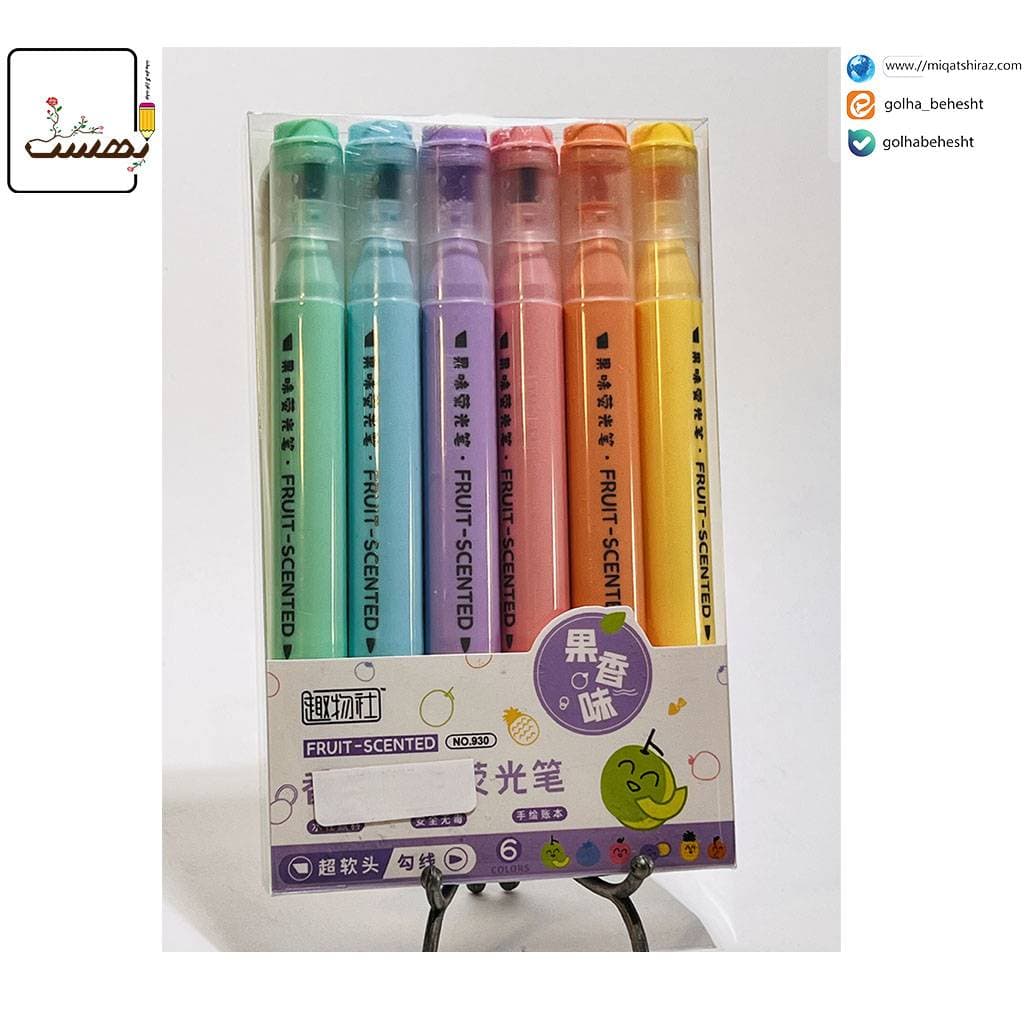 ماژيک علامتگذار دوسر 6 رنگ عطری پاستيلی