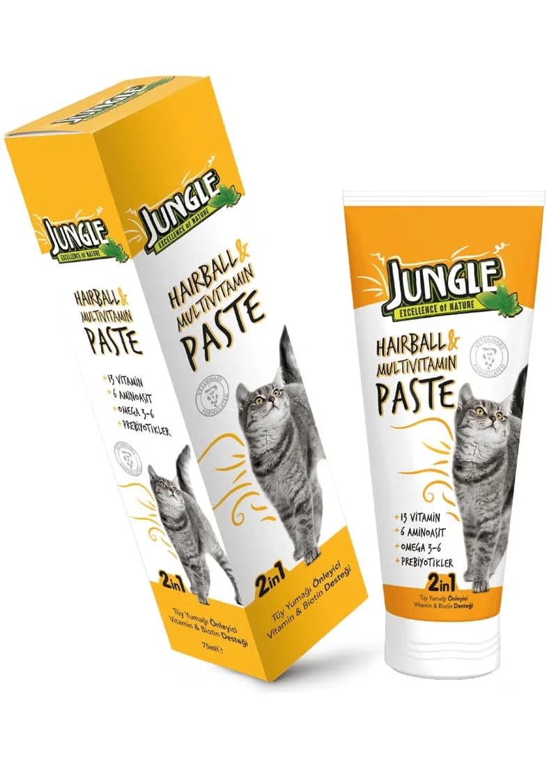 خمیر مالت و مولتی ویتامین گربه جانگل Jungle وزن ۱۰۰ گرم | ضد هیربال و تقویت گوارش