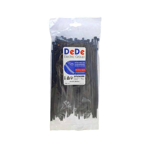 بست کمربندی پلاستیکی مشکی DeDe سایز 300*3/6 مدل DTU36300
