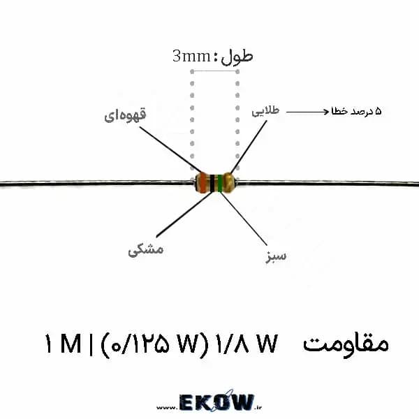 مقاومت 1/8 وات 5.1 مگا اهم ( 1/8W 5.1M ) پک 5000 عددی — تصویر ۲