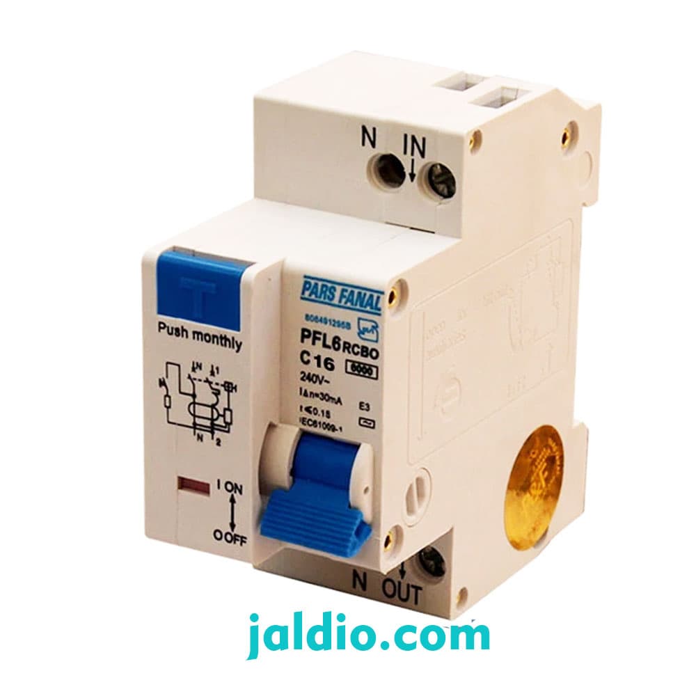 محافظ جان ترکیبی الکترونیک تکفاز 16 آمپر 30 میلی RCBO پارس فانال PFL6 2P 16A 30MA