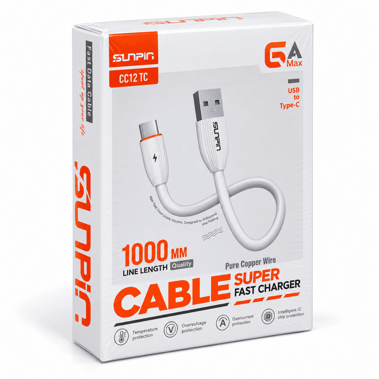 کابل شارژ USB به Type-C سانپین مدل CC12 TC طول 1 متر — تصویر ۲