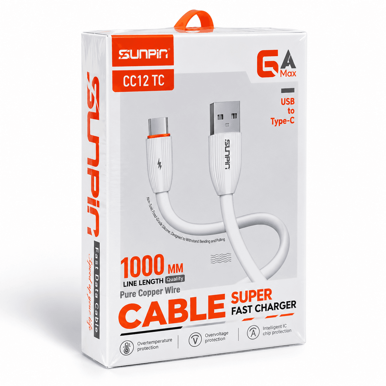 کابل شارژ USB به Type-C سانپین مدل CC12 TC طول 1 متر — تصویر ۳