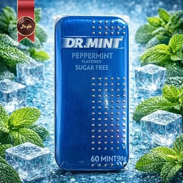 خوشبو کننده دهان دکتر مینت Dr. Mint مدل نعنا فلفلی Peppermint وزن 90 گرم پک 12 تایی (اورجینال) — تصویر ۲