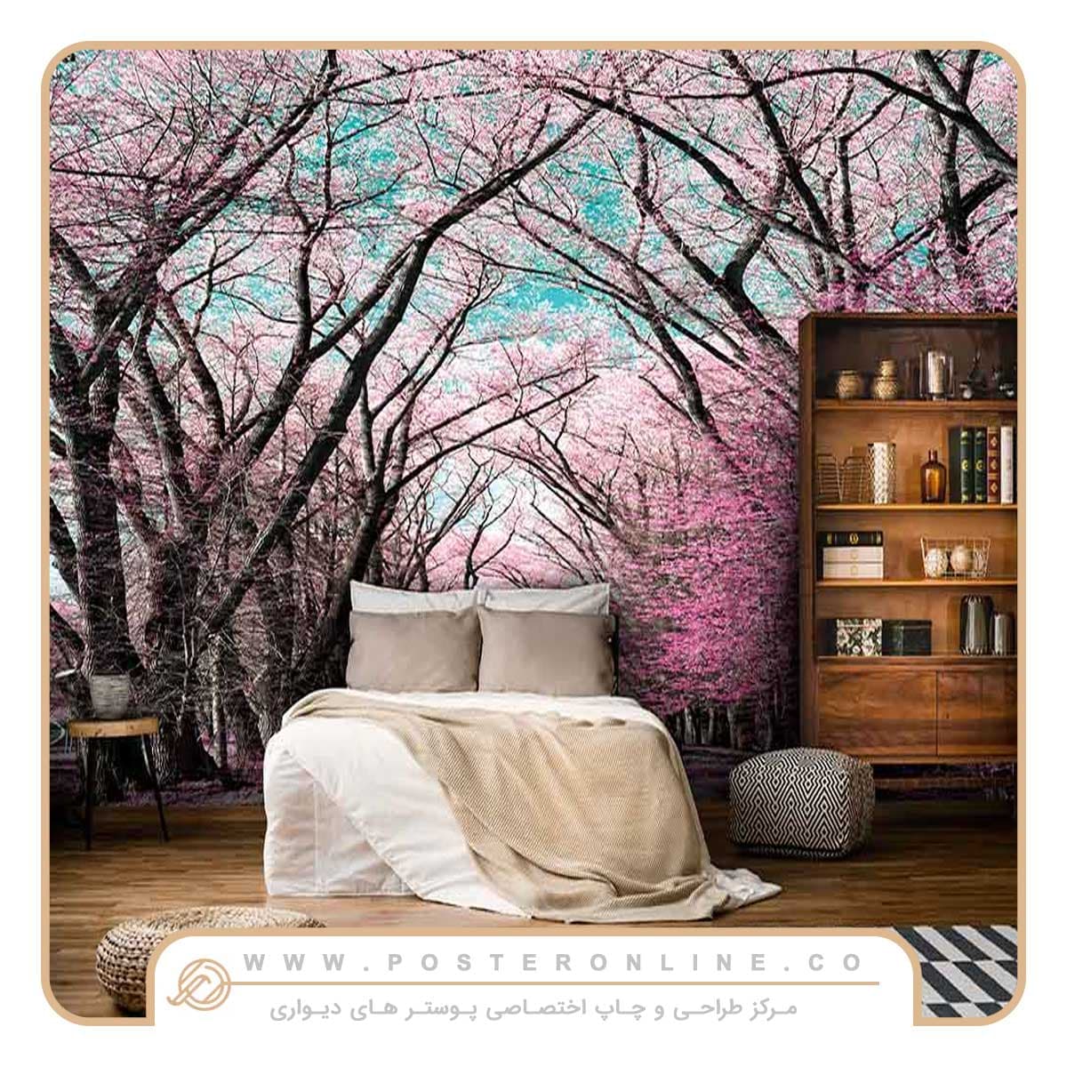 پوستر دیواری منظره بهار طرح شاخه سار کد n-5905