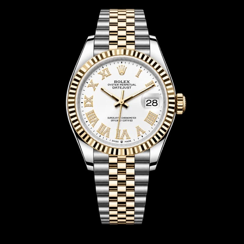 رولکس Datejust 36 سفید رومی دو رنگ | رفرنس M126233-0029