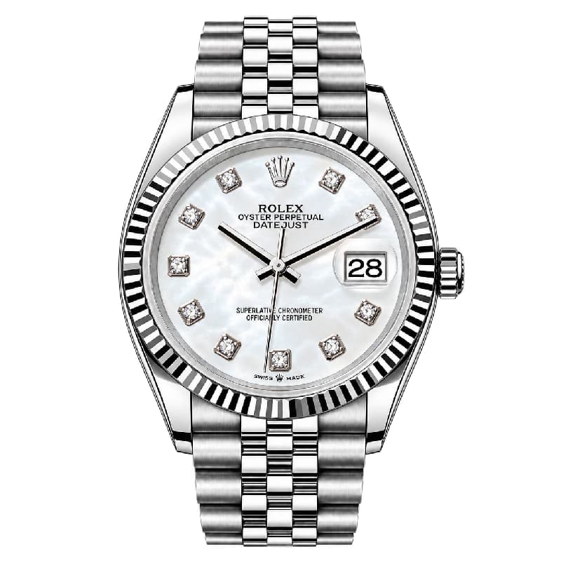رولکس Datejust 36 نقره‌ای نگین‌دار | رفرنس M126234-0029 — تصویر ۲