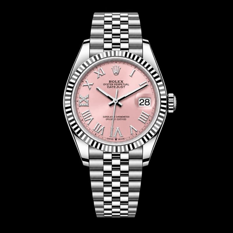 رولکس Datejust 36 صورتی رومی نگین‌دار | رفرنس M126234-0065
