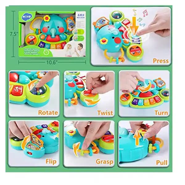 اسباب بازی موزیکال پیانو طرح فیل برند هولی تویز HUILE TOYS — تصویر ۳
